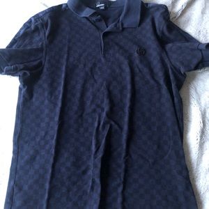 Fred Perry Checkered Blue Polo Size L